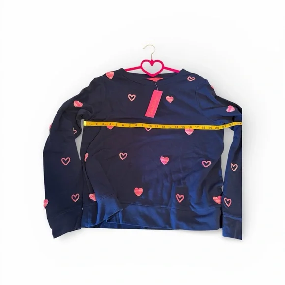 NWT Lilly Pulitzer Rami Long Sleeve Shirt– Navy Wild Heart Chenille Large💗 - Picture 9 of 13